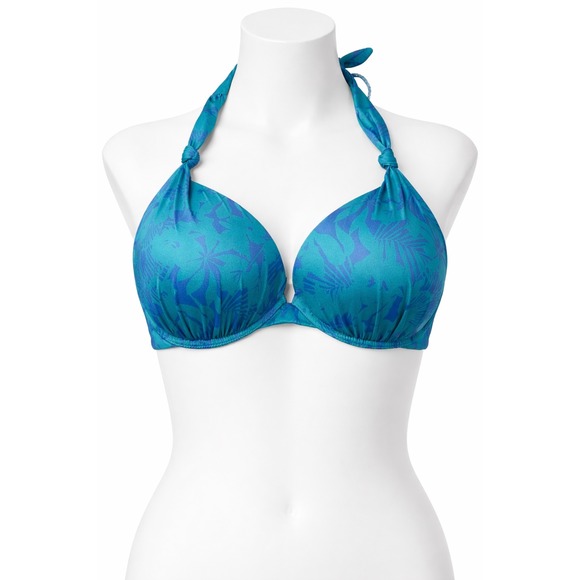 Victoria's Secret Other - NEW VS Swim Push Up Halter Bikini Top‎ Teal Blue Tropical Palm 36DDD